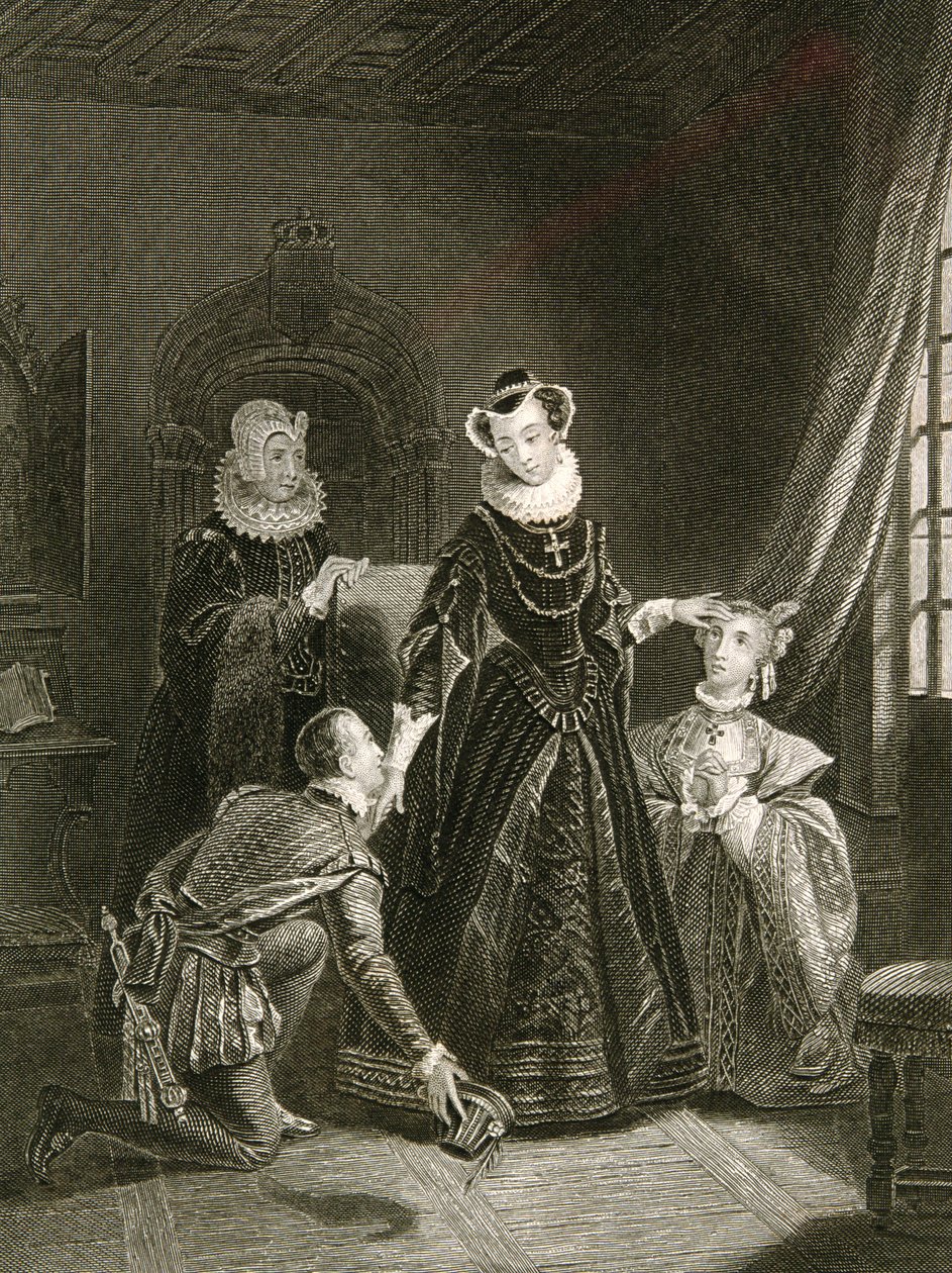 玛丽，苏格兰女王（1542-87）在朝臣的陪伴下 作者 英语学校