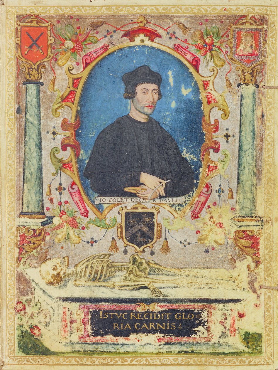 John Colet纪念肖像（1467  -  1519），（牛皮纸上的蛋彩画） 作者 英语学校