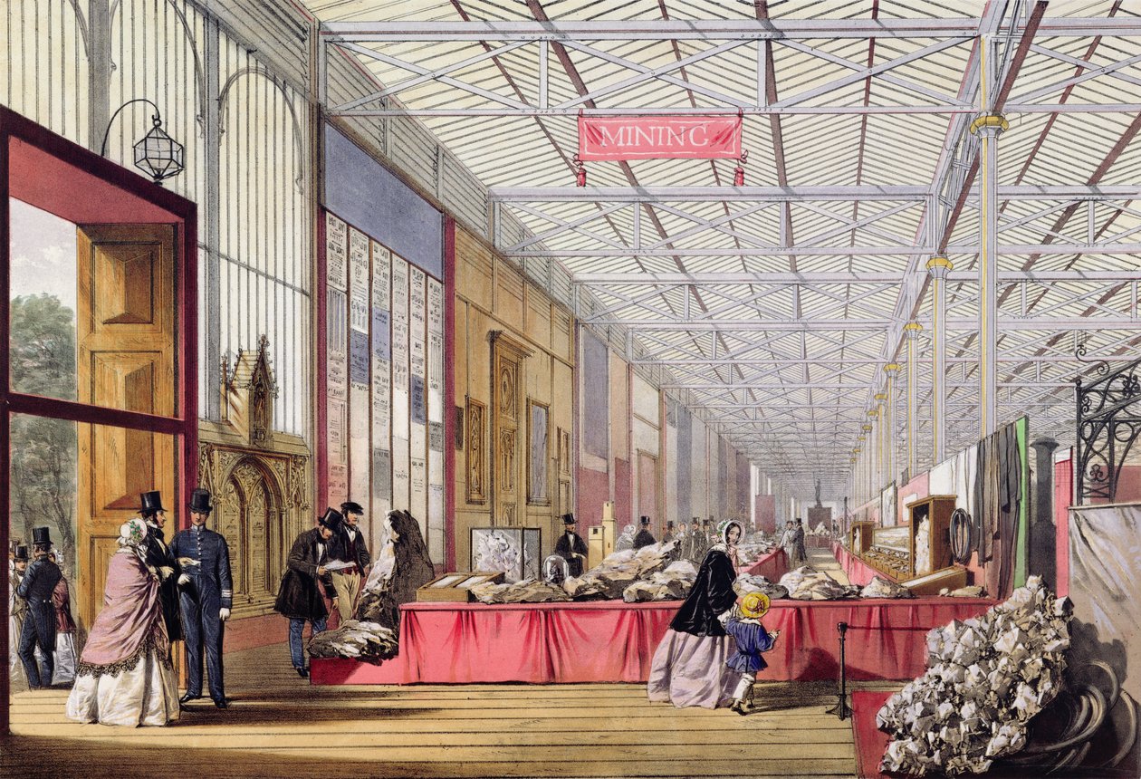 矿物：1851年在伟大的展览中展示岩石和水晶的画廊，来自&39;狄金森的综合图片&39; 作者 英语学校