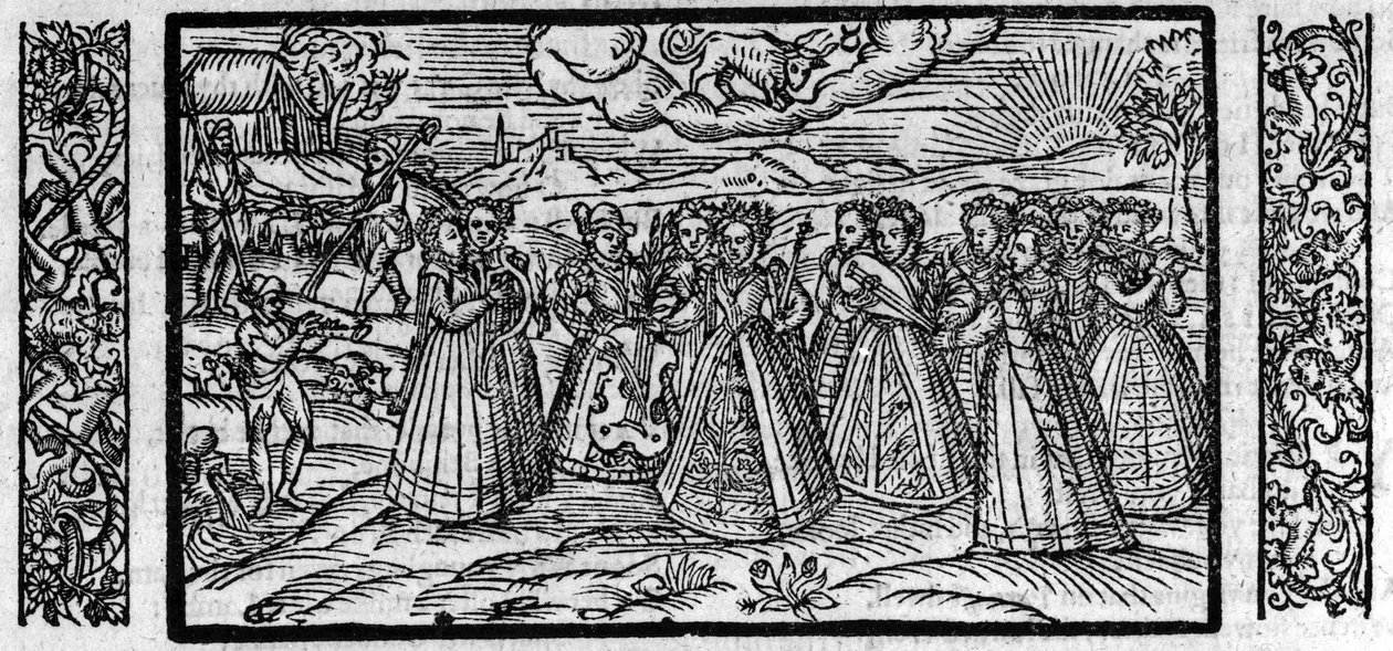 4月，来自Edmund Spenser的“Shepheardes日历”（1552-1599），原始传真于1579年出版 作者 英语学校