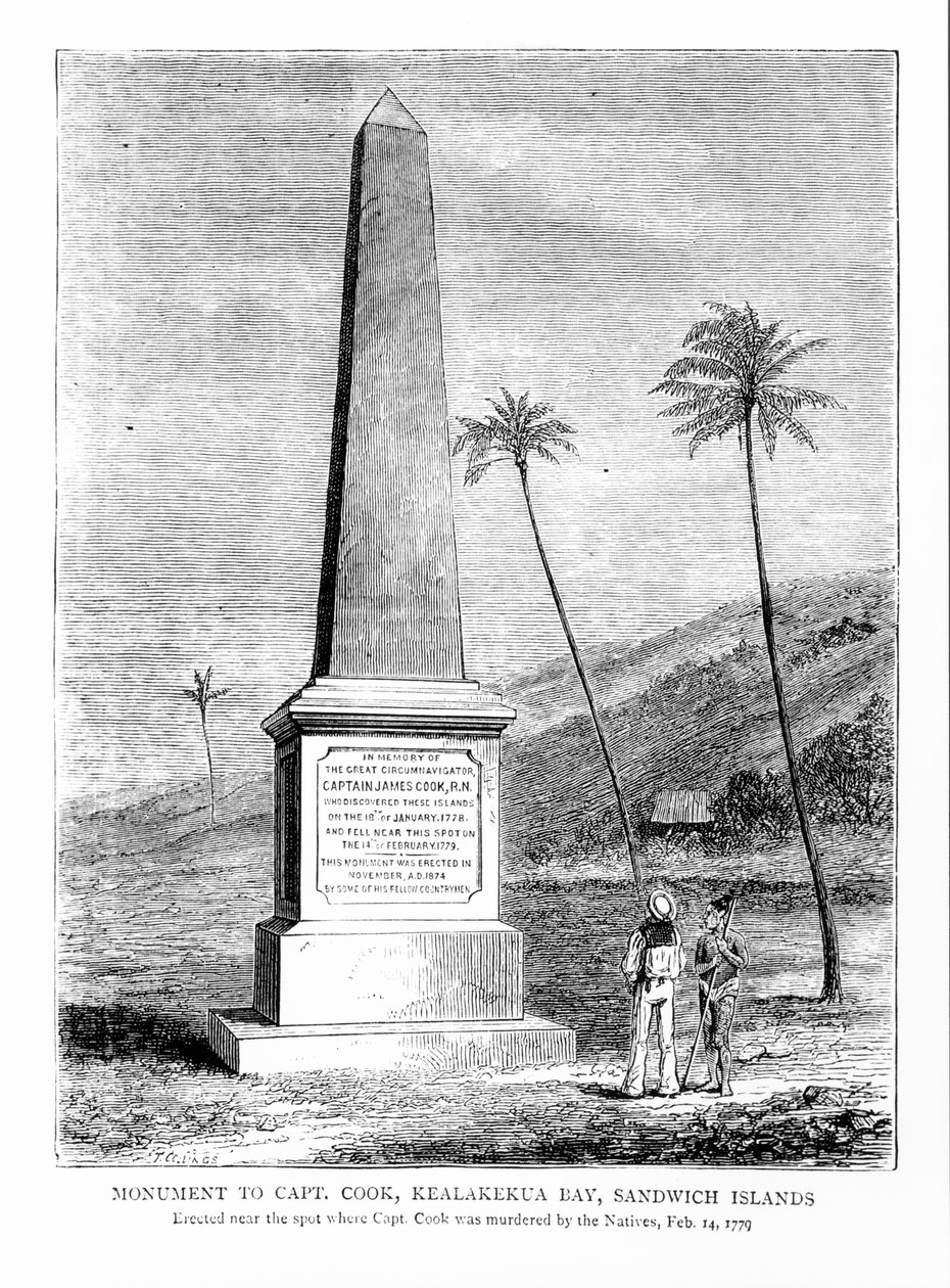 纪念詹姆斯库克船长（1728-79），Kealakekua湾，桑威奇群岛 作者 英语学校