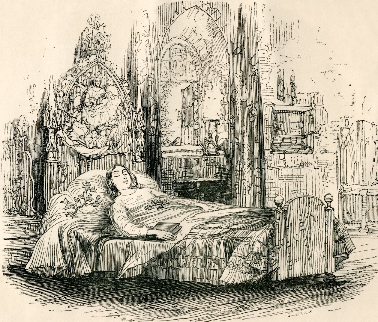 Nell Trent在临终前，来自Charles Dickens的“The Old Curiosity Shop” 作者 英语学校