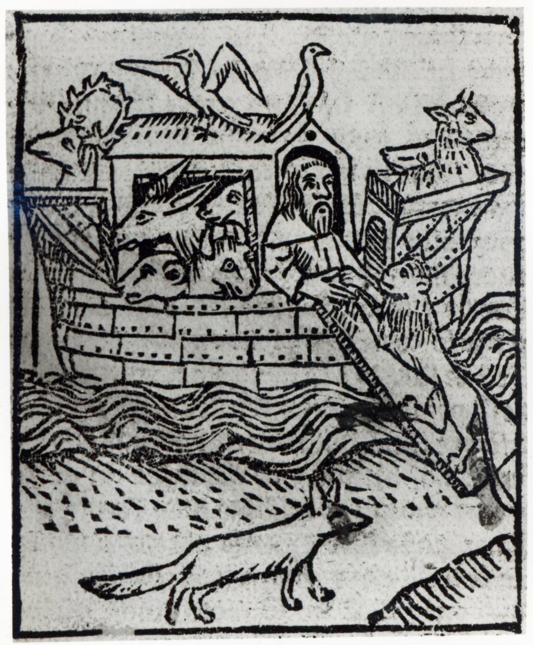 诺亚方舟，由Jacobus de Voragine编辑并由William Caxton出版的“黄金传奇”插图，1483年 作者 英语学校