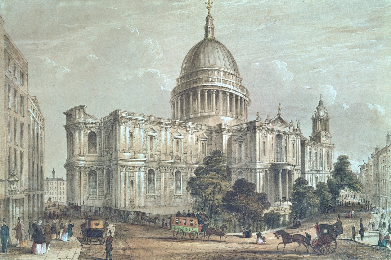 圣保罗大教堂东北视图，c.1850 作者 英语学校