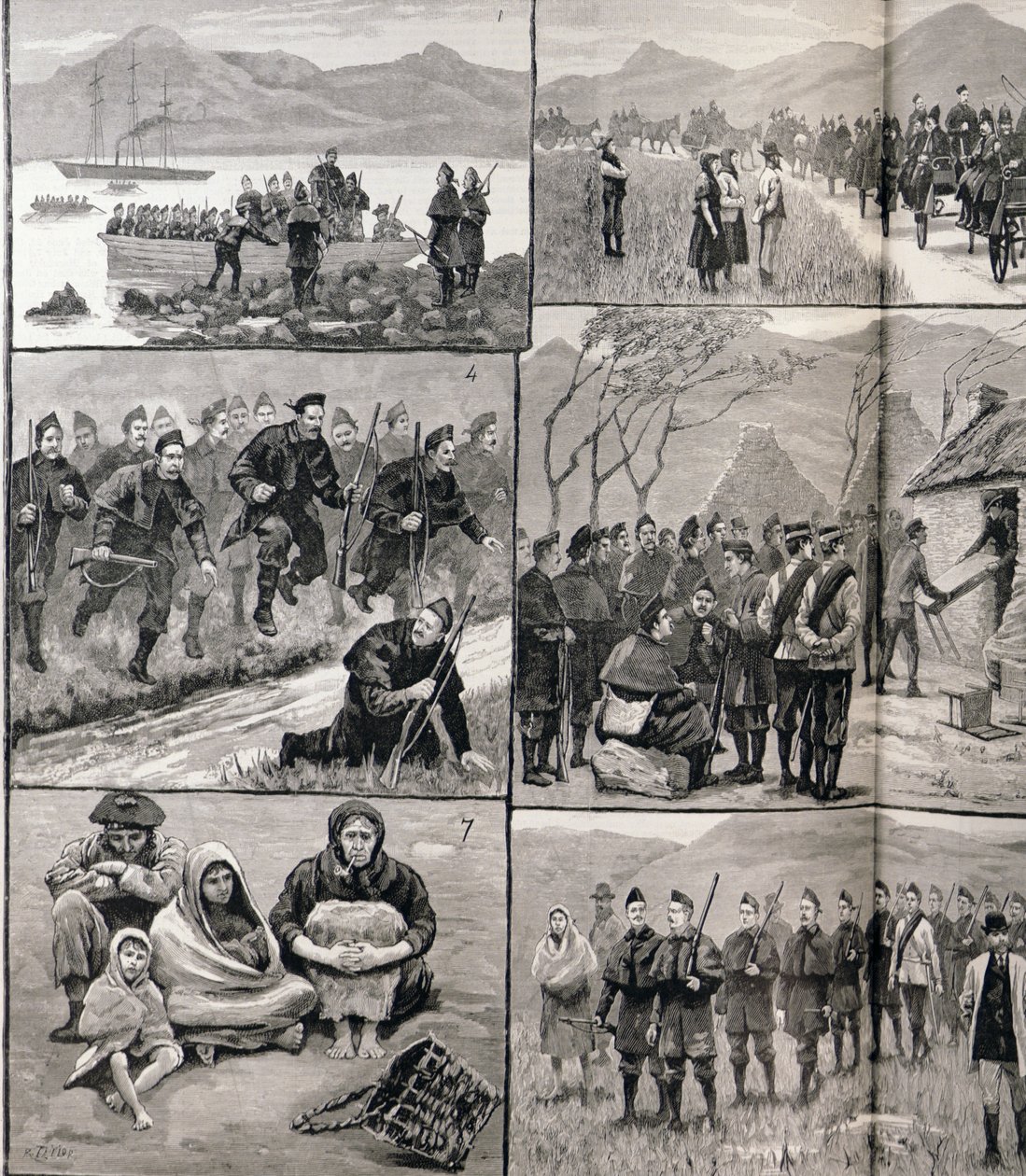 关于爱尔兰的驱逐义务：1876年1月5日“伦敦新闻报”中的军事和警察部队的高尔夫草图（细节127867） 作者 英语学校