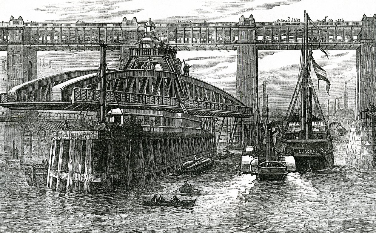 1876年在纽卡斯尔开设新的秋千桥 作者 英语学校
