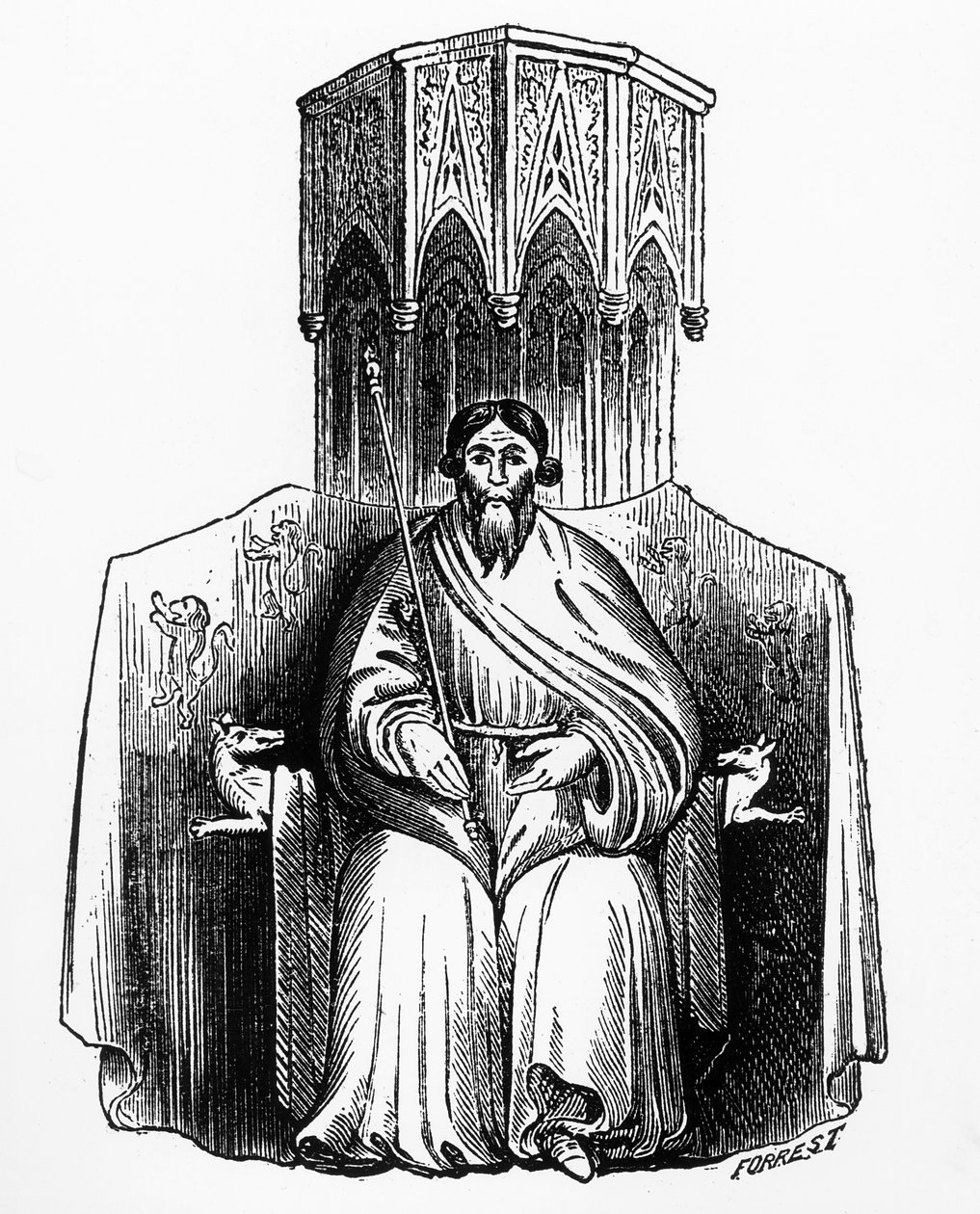 Owen Glendower（1359-1416）来自他的印章，镌刻在&39;Archaeologia&39;中，由Forrest雕刻 作者 英语学校