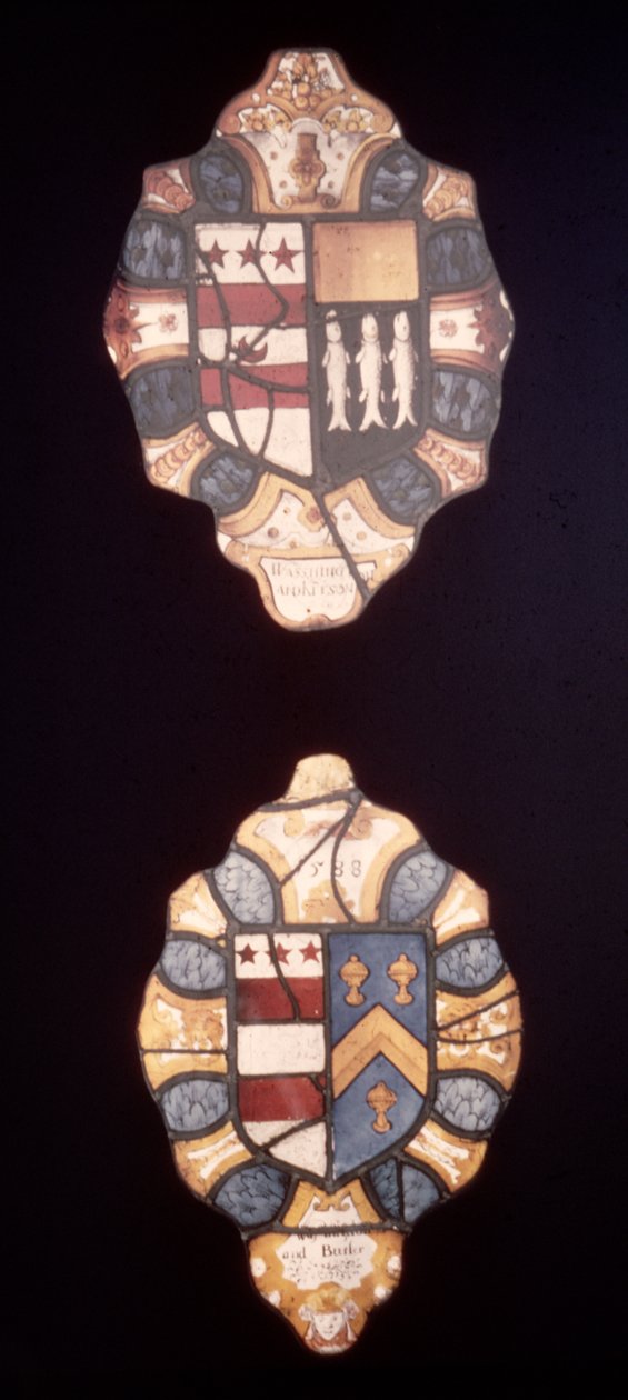 与华盛顿和Kitson Arms以及来自Sulgrave Manor的华盛顿和巴特勒武器的小组，1588年 作者 英语学校