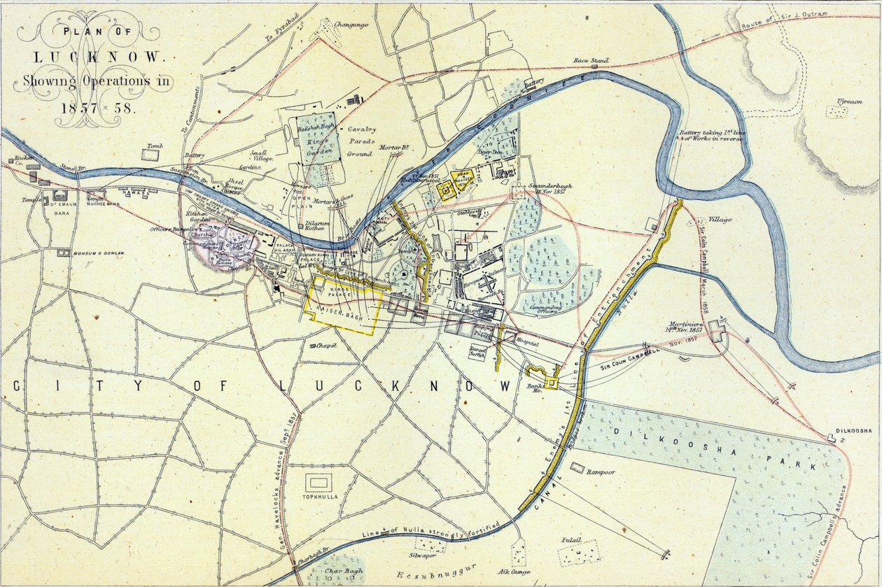 勒克瑙计划在1857-58，酒吧展示运营。作者：William Mackenzie，第1860页 作者 英语学校