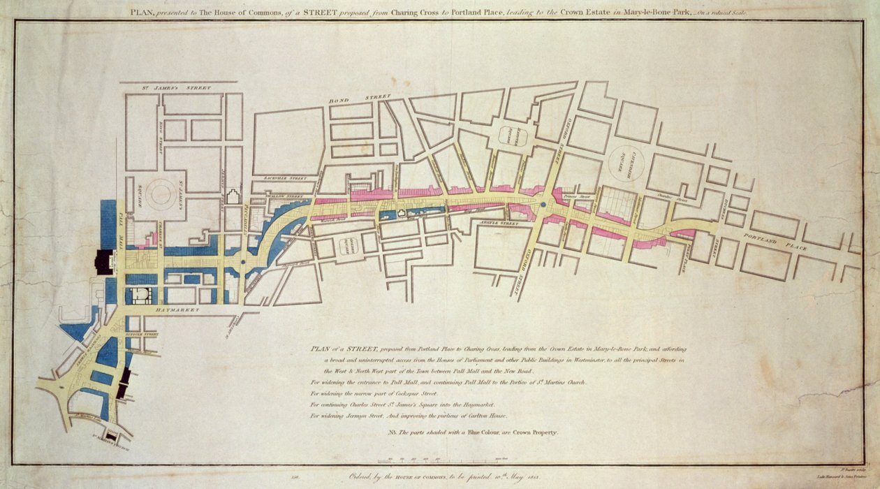 1848年从查林十字街到波特兰广场的拟议街道规划 作者 英语学校