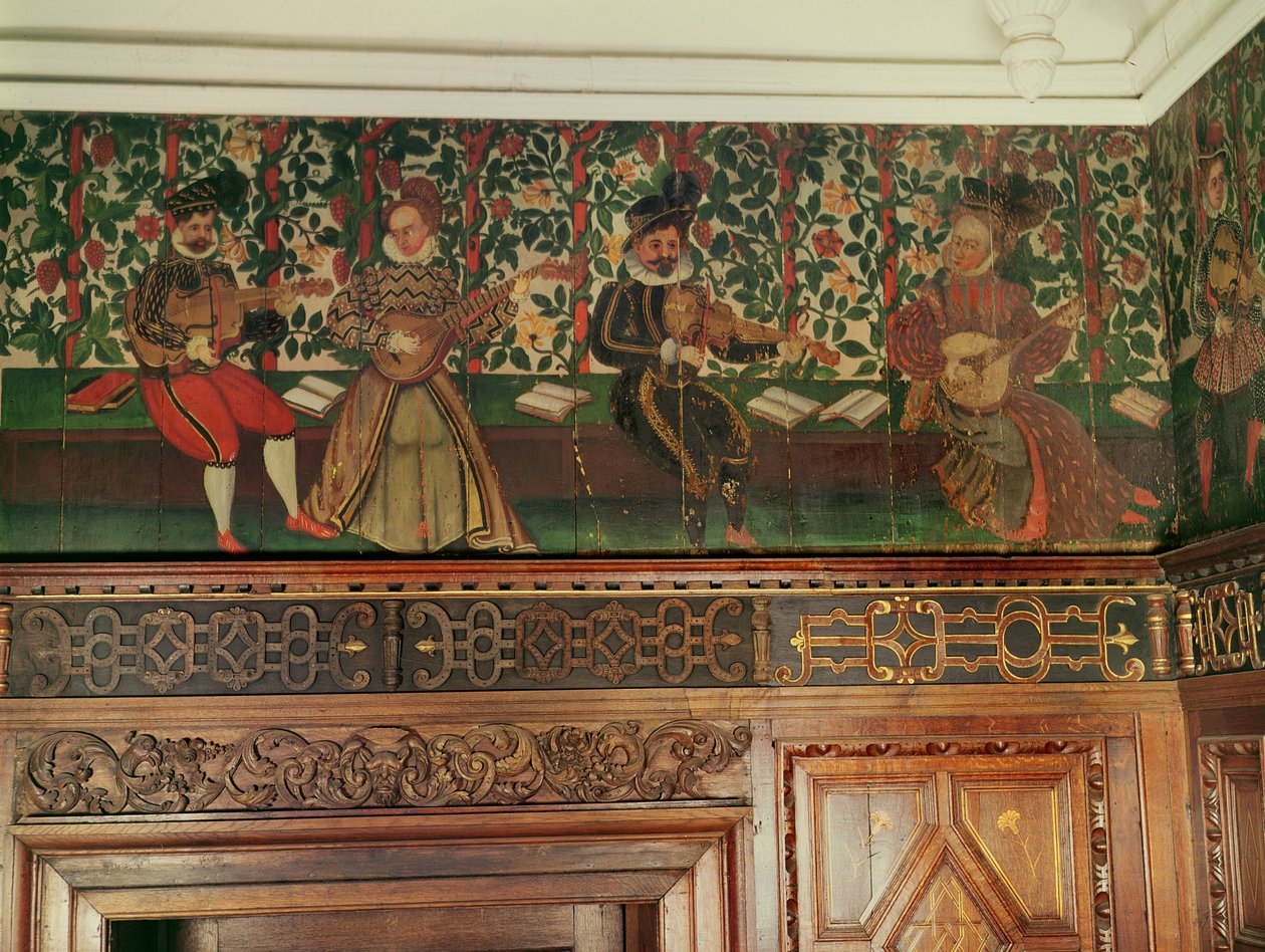 大厅的绘画部分，1575-85 作者 英语学校