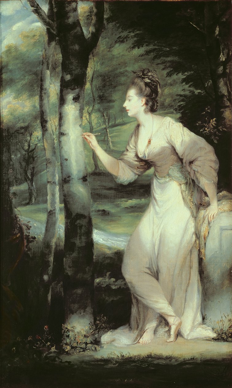 在Joshua Reynolds爵士（1723-92）或他的工作室绘画之后，马里兰州的Joanna Lloyd的肖像 作者 英语学校