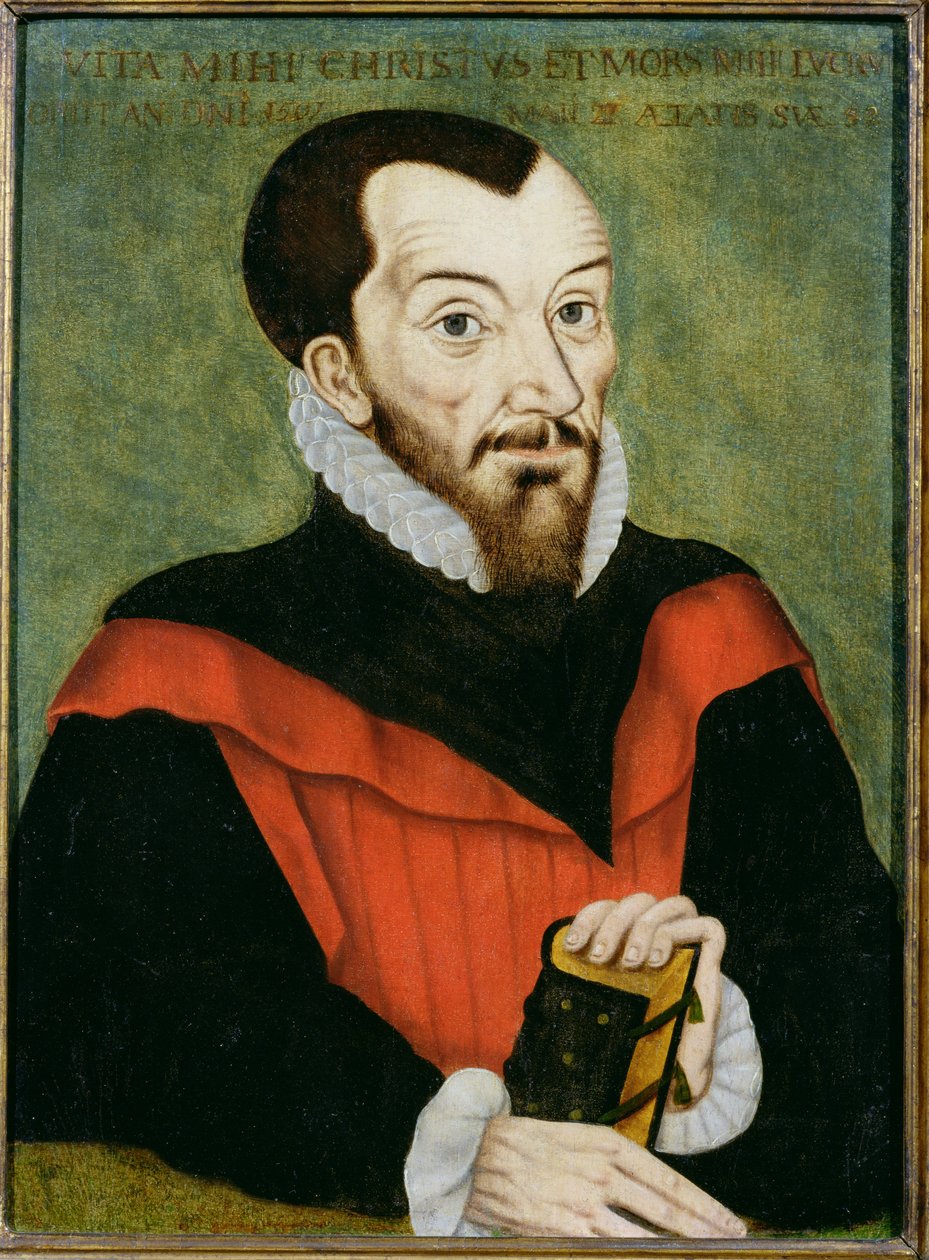 John Rainolds的肖像（1549-1607）科珀斯克里斯蒂学院院长和圣经授权版的共同编辑 作者 英语学校