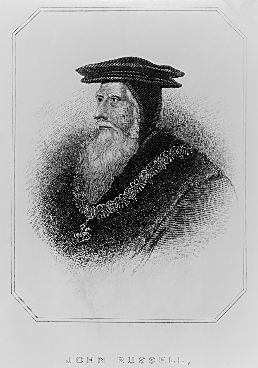 John Russell的肖像（1485-1555）贝德福德的第一伯爵，来自&39;Lodge&39;s British Portraits&39;，1823年 作者 英语学校