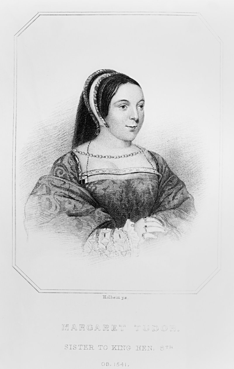 玛格丽特都铎（1489-1541）苏格兰女王的肖像，来自&39;Lodge&39;s British Portraits&39;，1823年 作者 英语学校