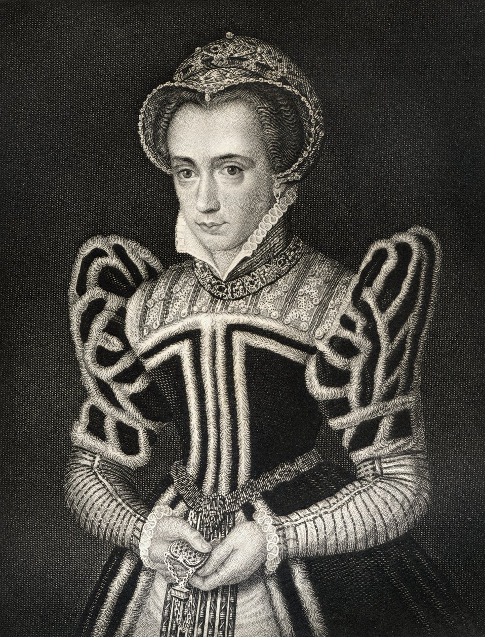 1823年，来自&39;Lodge&39;s British Portraits&39;的玛丽女王的肖像 作者 英语学校