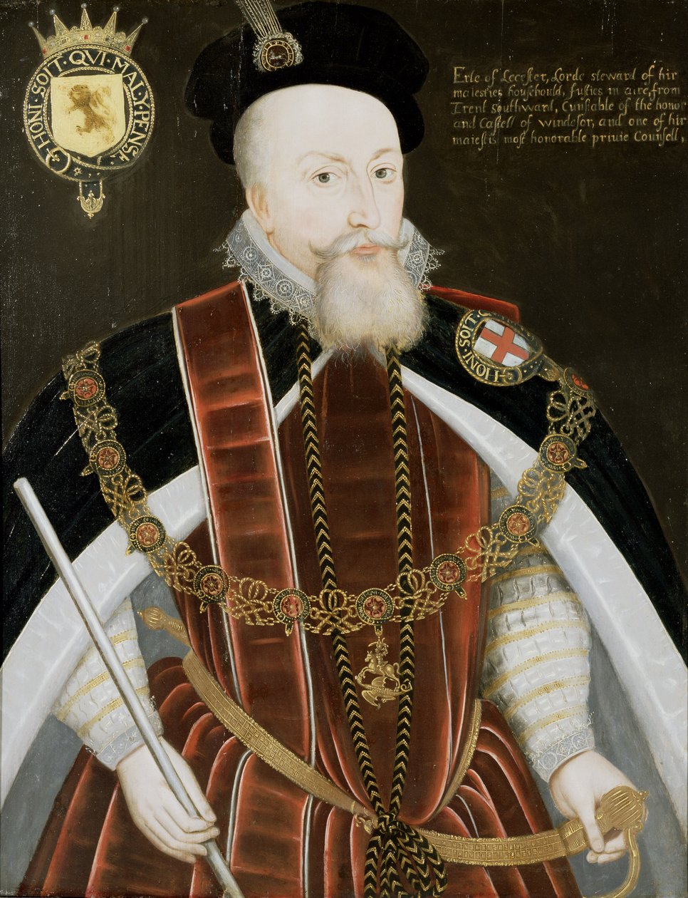 罗伯特达德利（1532-88）莱斯特伯爵的肖像 作者 英语学校
