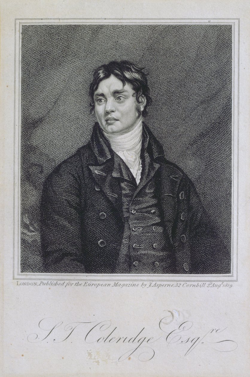 Samuel Taylor Coleridge（1772-1834）的肖像出版于1819年 作者 英语学校