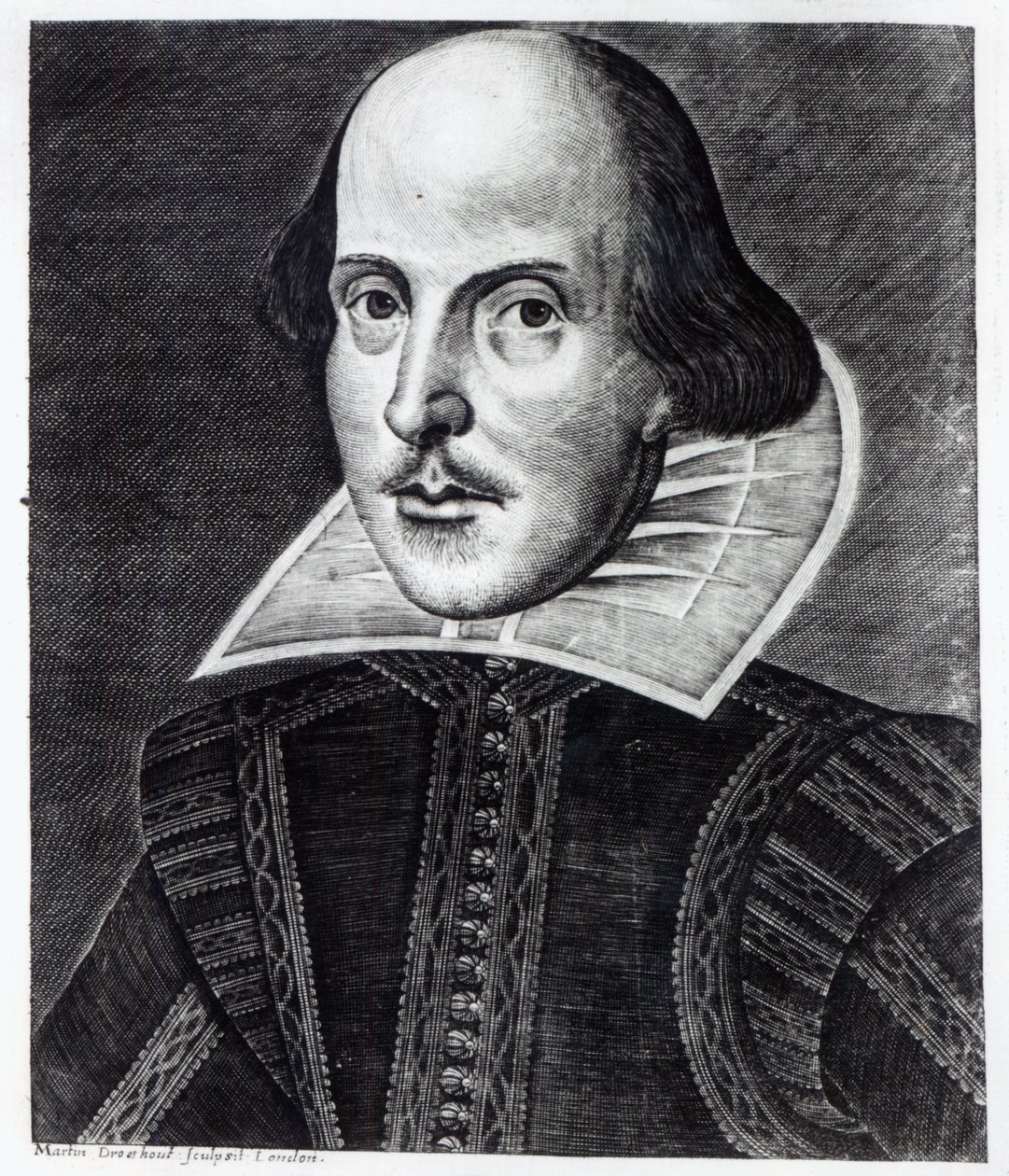 威廉·莎士比亚的肖像，由马丁·德罗斯豪特雕刻，1623年 作者 英语学校