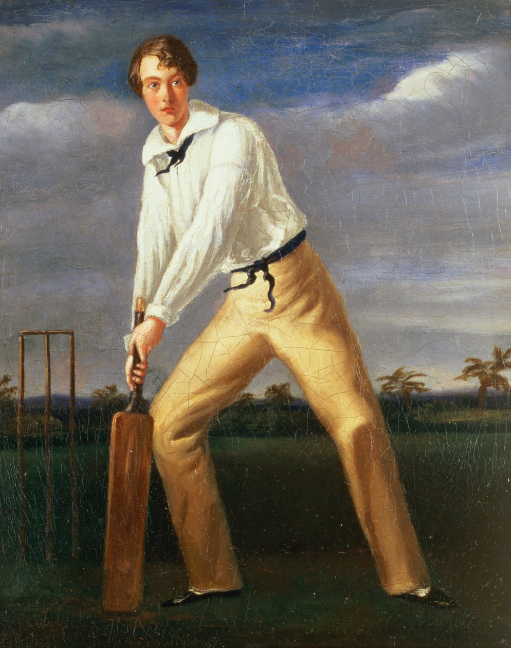 年轻板球运动员的画象，c.1816 作者 英语学校