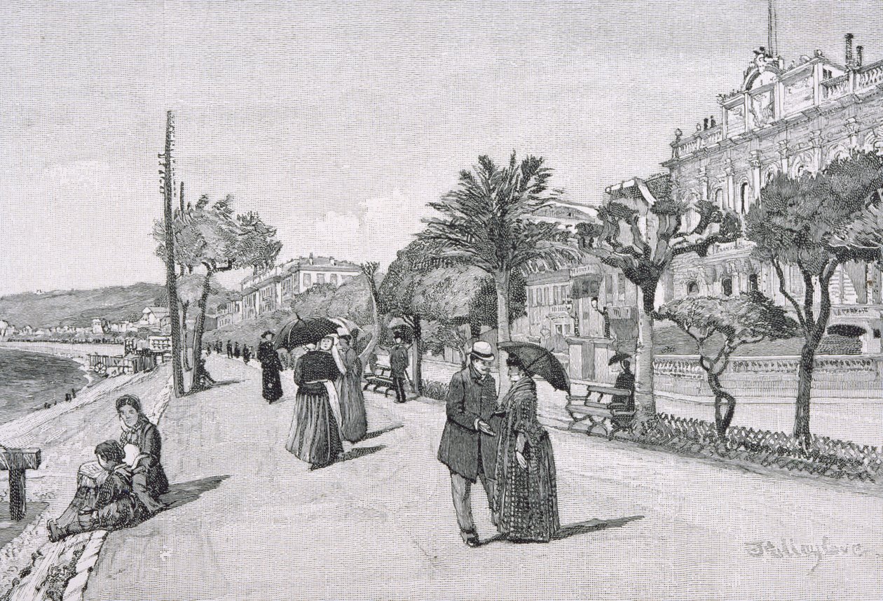 法国尼斯的Promenade des Anglais，来自&39;The Picturesque Mediterranean&39;，第3卷，由Cassell and Co.Ltd。出版，1880s-90s 作者 英语学校
