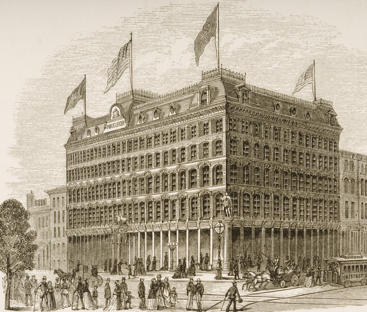 公共分类帐大楼，费城，1870年，来自1876年由宗教社会出版的“美国图片” 作者 英语学校