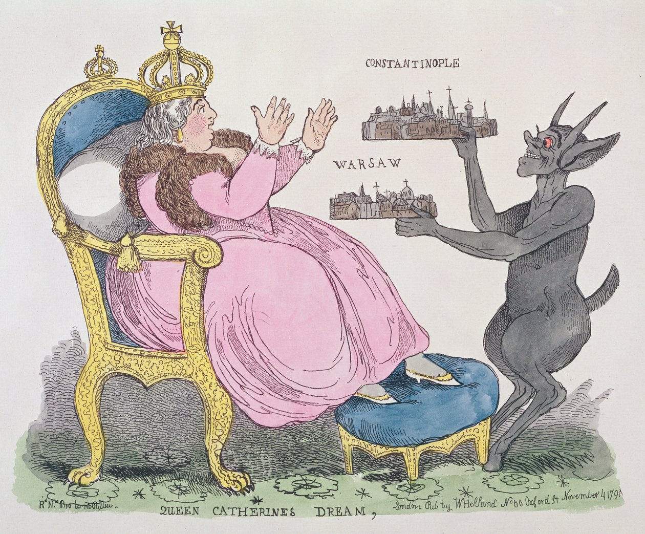 凯瑟琳女王的梦想，1791年（彩色蚀刻） 作者 英语学校