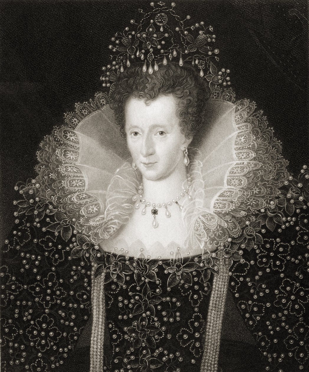 女王伊丽莎白一世（1533-1603）来自&39;肖像画廊&39;，于1833年出版 作者 英语学校