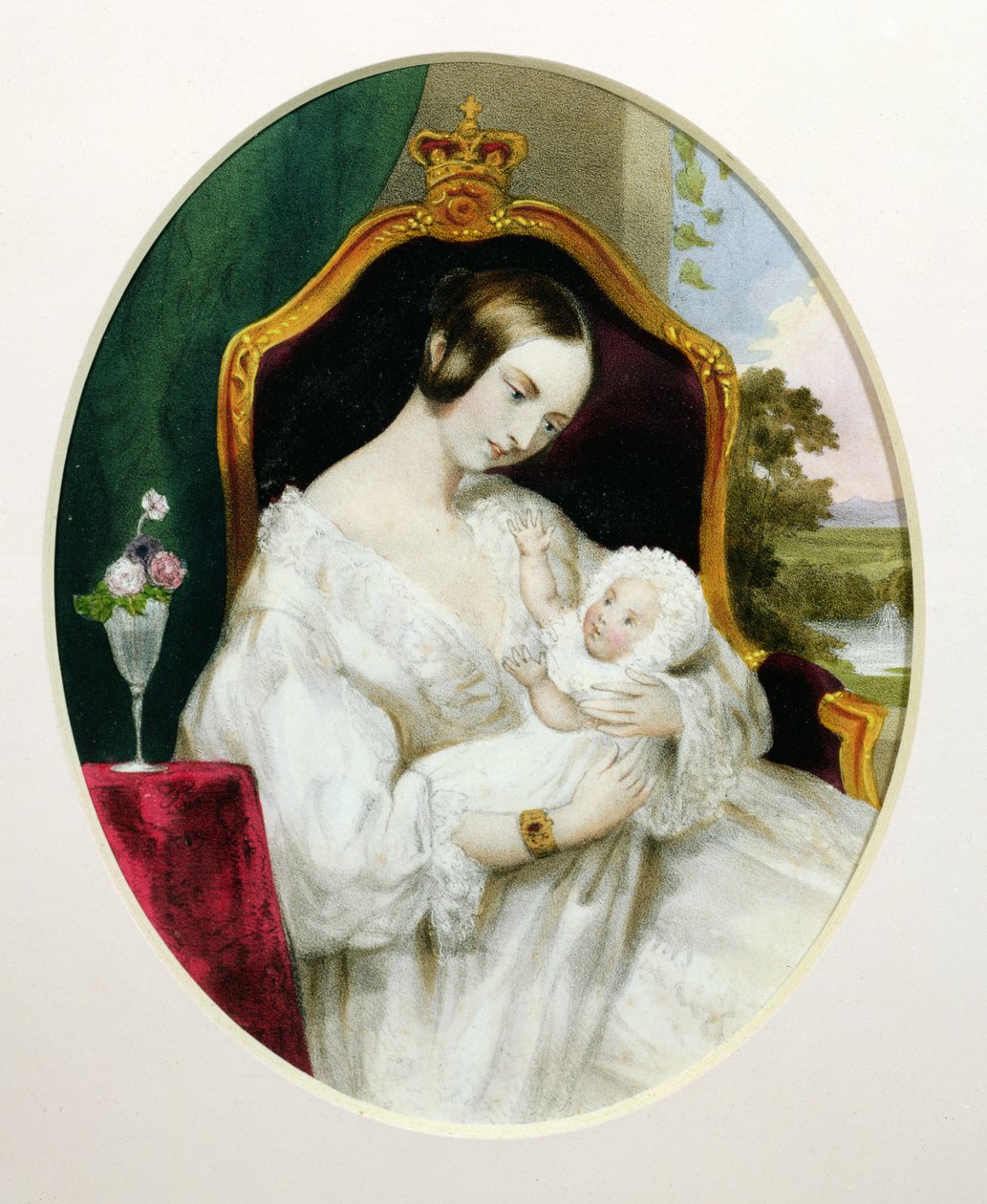 维多利亚女王（1819-1901）与皇家公主（1840-1901）作为婴儿（wc在纸上） 作者 英语学校