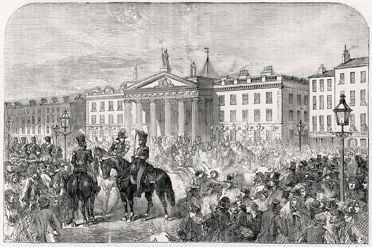 1847年在叛乱期间在都柏林的萨克维尔街 作者 英语学校