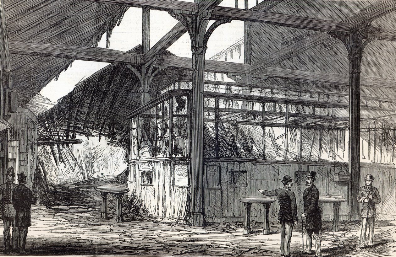 从1884年3月1日的伦敦新闻画报（石版画）开始，周二早上在维多利亚火车站发生爆炸现场 作者 英语学校