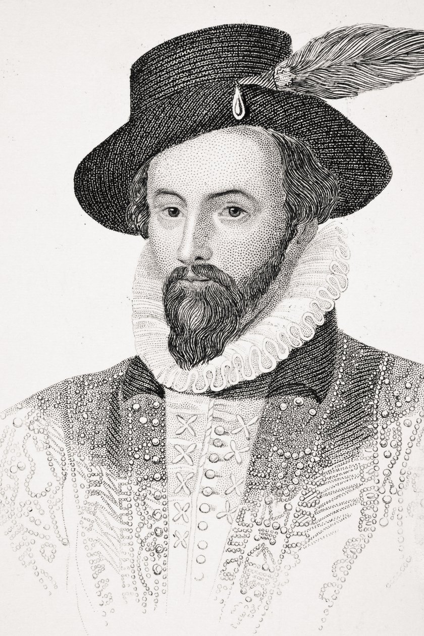 Walter Raleigh爵士，由Brougham勋爵发表的“旧英格兰的有价值”插图，出版于1880年 作者 英语学校