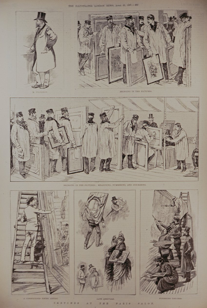 巴黎沙龙的素描，来自1887年4月23日的“伦敦新闻画报” 作者 英语学校