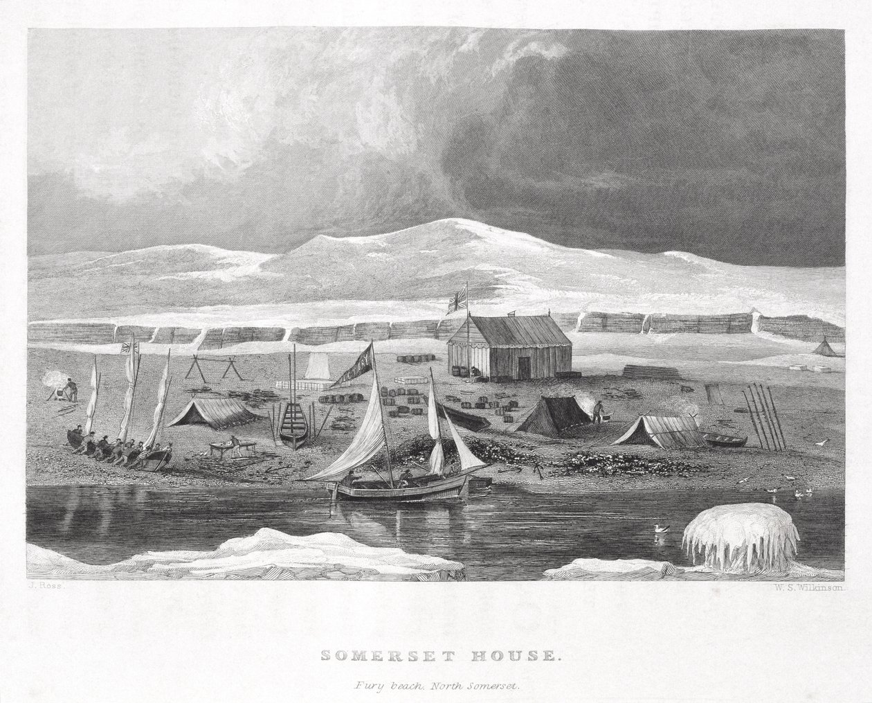 Somerset House，来自John Ross先生（1777-1836）的第二次寻找西北通道（1829-33）的叙事，由WS Wilkinson刻，1835年 作者 英语学校