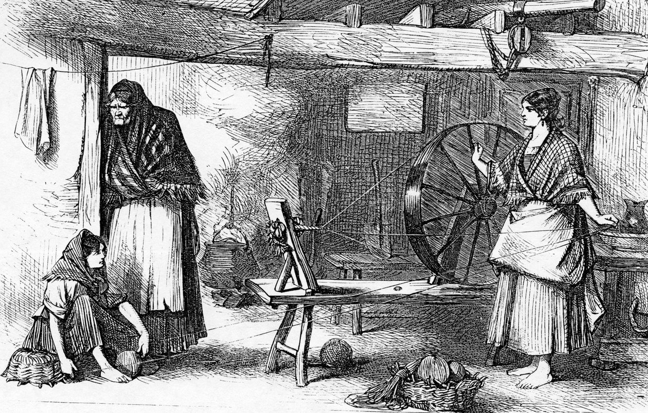 1870年7月16日，来自&39;The Illustrated London News&39;的Claddagh，Galway的旋转网线 作者 英语学校
