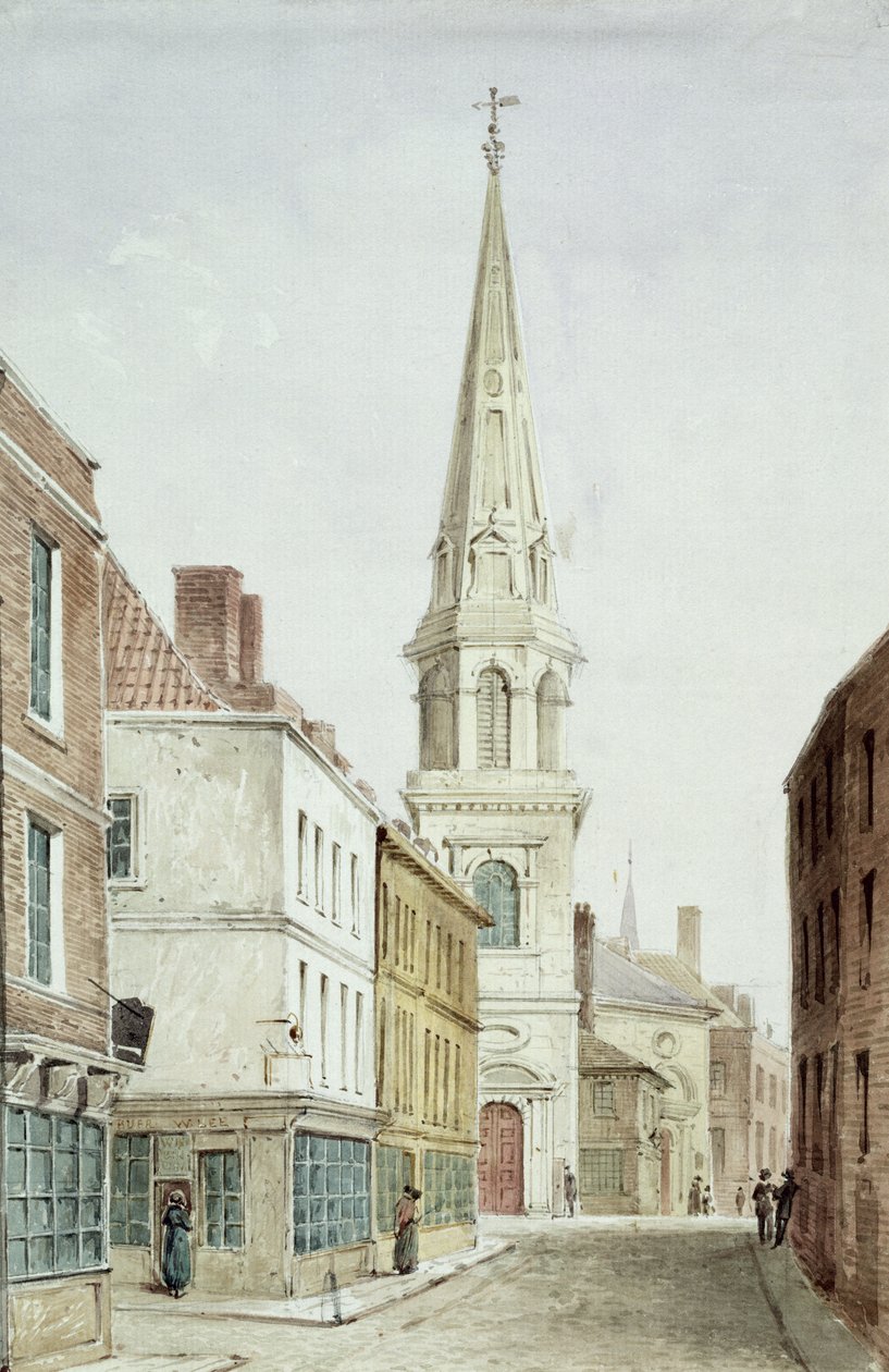St. Antholins教堂，西边的Watling街，1850年（纸上写着） 作者 英语学校