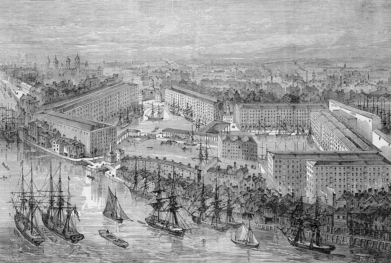 伦敦的St. Katherine&39;s Docks发表于1871年的“伦敦新闻画报” 作者 英语学校