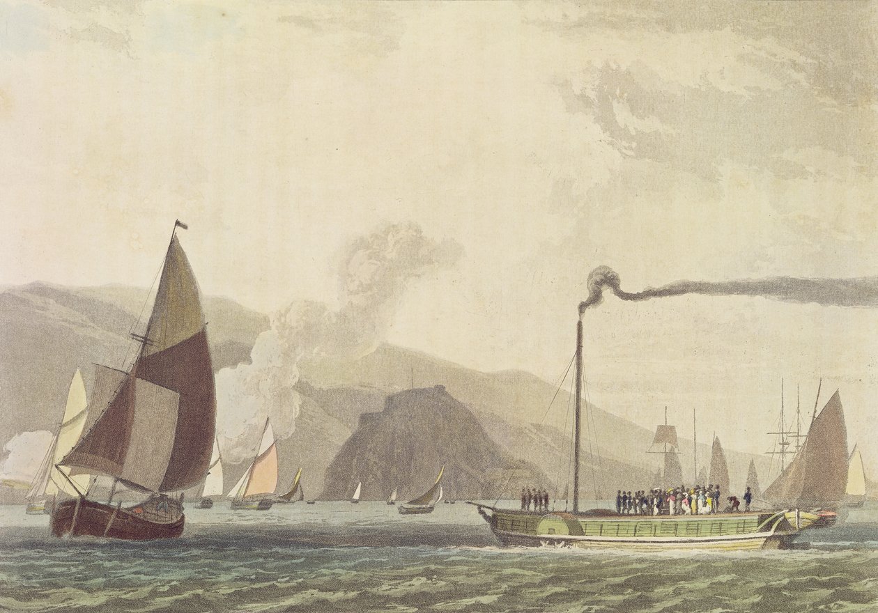 1802年在敦巴顿附近的克莱德蒸汽船（aquatint） 作者 英语学校