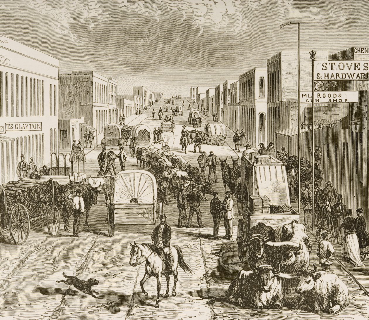 科罗拉多州丹佛市的街道，来自&39;美国图片&39;，由The Religious Tract Society出版，1876年 作者 英语学校
