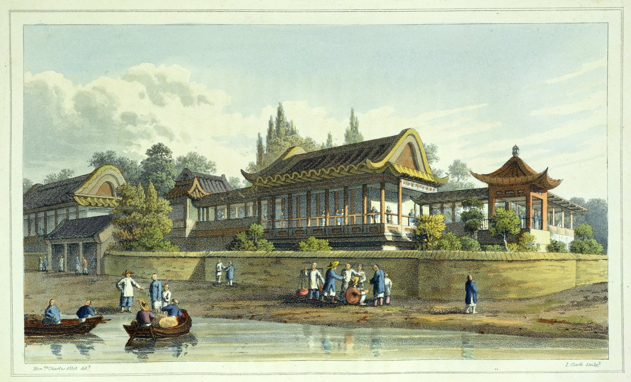 皇帝颐和园，天津市对面，从中国大使馆会议记录的第2版，由J. Clark刻，1817年（aquatint） 作者 英语学校