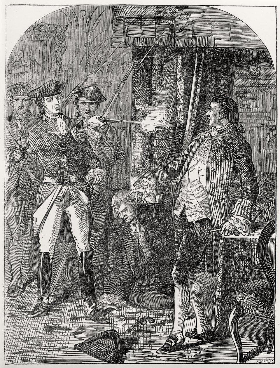 1798年5月19日勋爵菲茨杰拉德勋爵（1763  -  98年）的逮捕，由约瑟夫斯温（1820-1909）镌刻 作者 英语学校