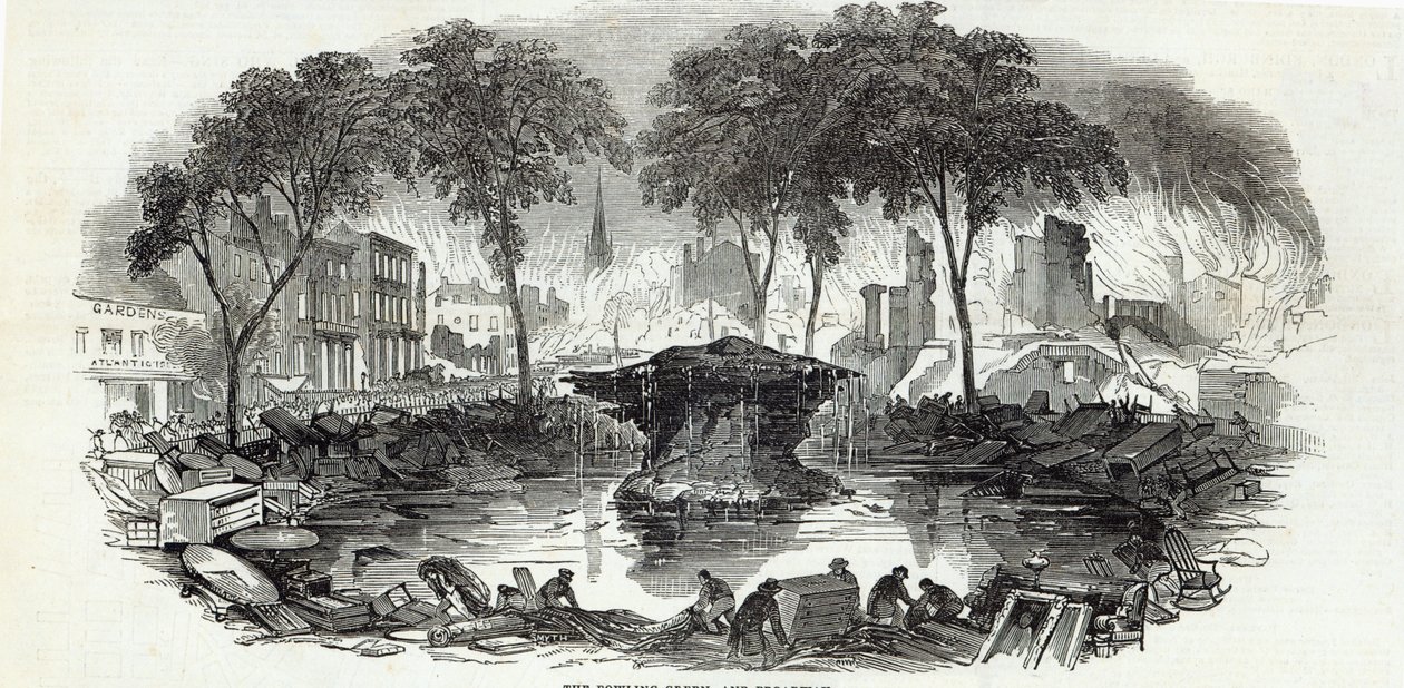 1845年8月23日，纽约保龄球馆和百老汇，来自伦敦新闻画报 作者 英语学校