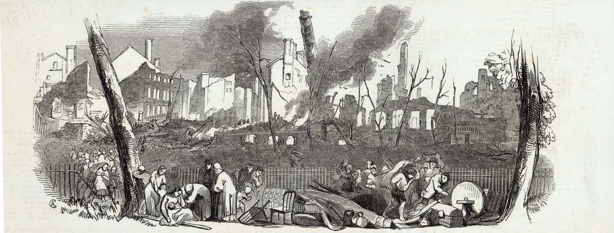 纽约的Bowling-green和Marketfield-street，来自The Illustrated London News，1845年8月23日 作者 英语学校