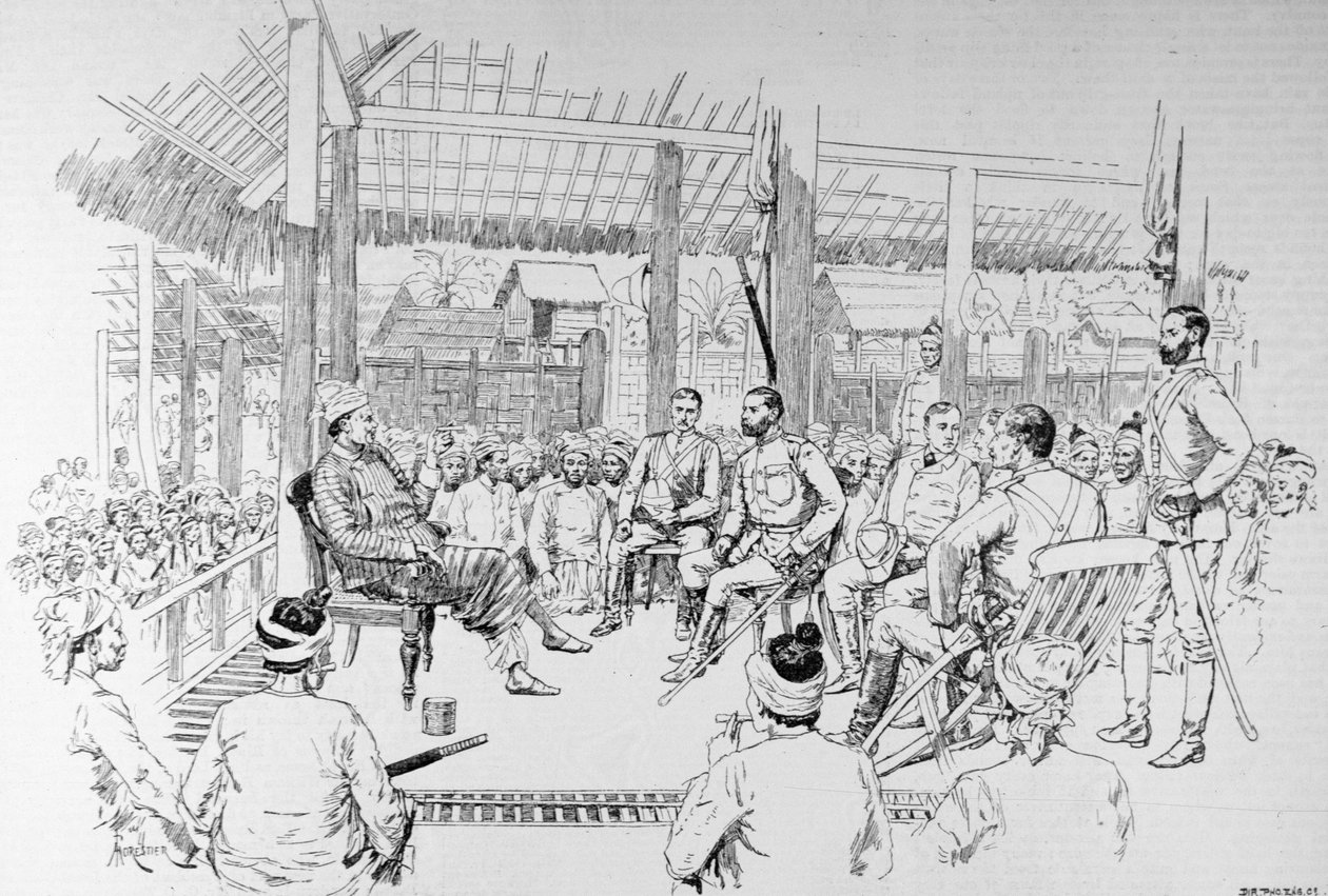 缅甸远征队：1886年2月20日，来自“伦敦新闻报”的缅甸将军，呼唤缅甸的Woon 作者 英语学校