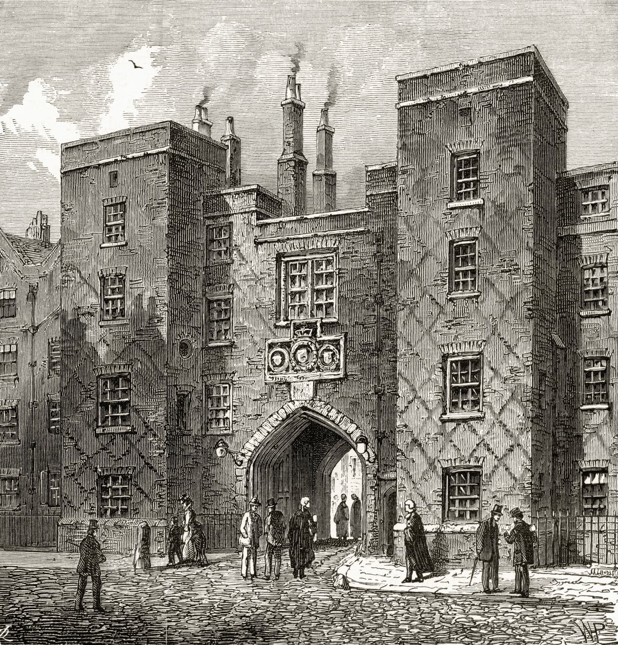 林肯旅馆的Chancery Lane Gate，来自&39;伦敦图片：用钢笔和铅笔绘制&39;，由Rev. Richard Lovett创作，出版于1890年 作者 英语学校