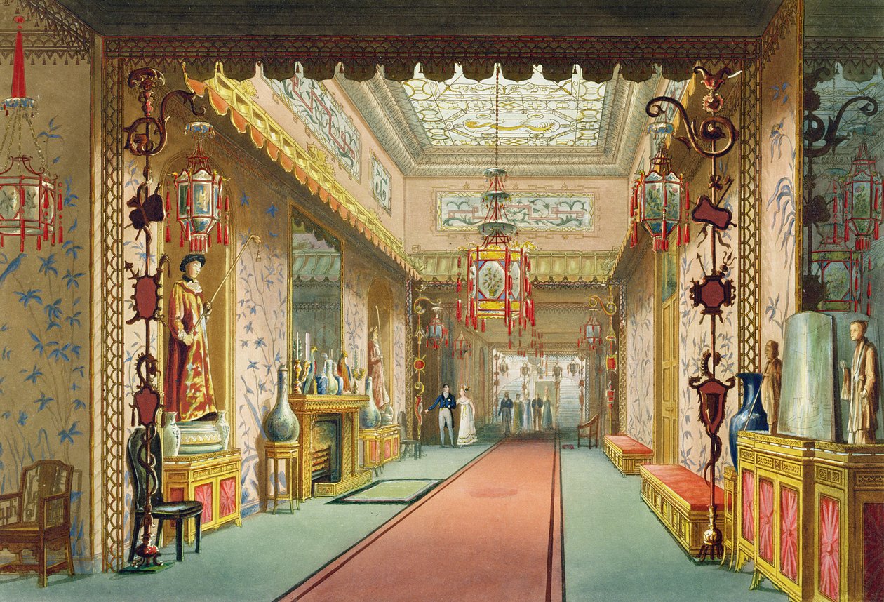 中国画廊，来自皇家馆的观点，布莱顿的约翰纳什（1752-1835），1826年（aquatint） 作者 英语学校