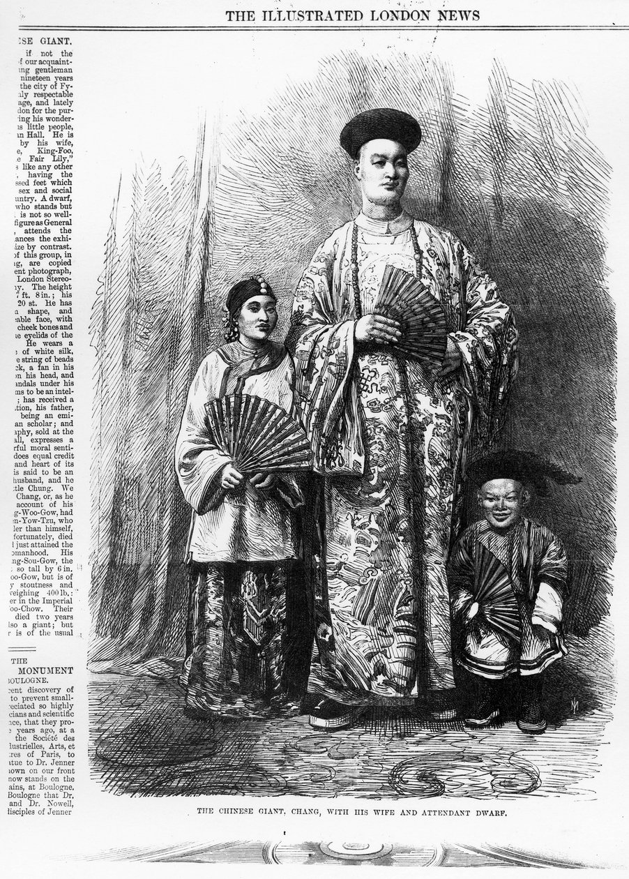 1865年9月30日，中国巨人张和他的妻子以及随之而来的矮人出版于“伦敦新闻画报” 作者 英语学校