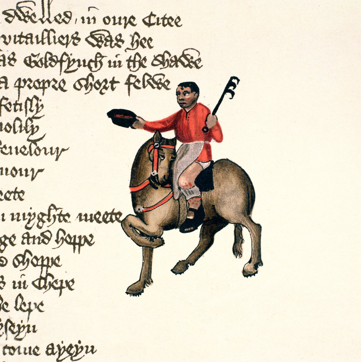 The Cook，详细信息来自坎特伯雷故事集，作者：Geoffrey Chaucer（c.1342-1400）Ellesmere Manuscript，传真版，1911年（原始细节见128945） 作者 英语学校
