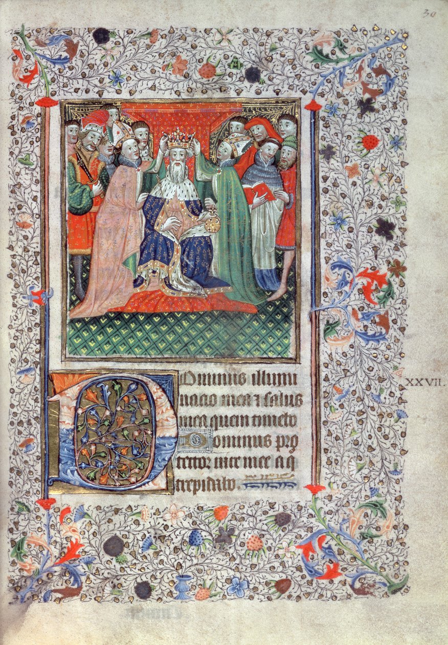 大卫的加冕礼，来自伦敦的Plantagenet Psalter，1430-40 作者 英语学校