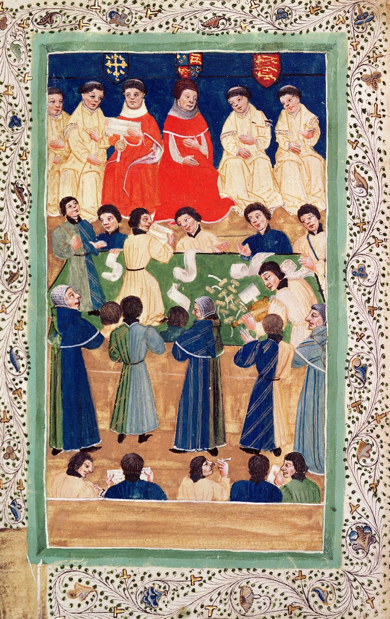 大法官法庭，c.1460（在牛皮纸上照明） 作者 英语学校